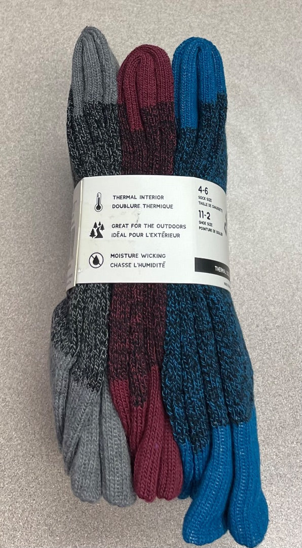 Blue 3Pack Thermal Socks, 11-2 Shoe