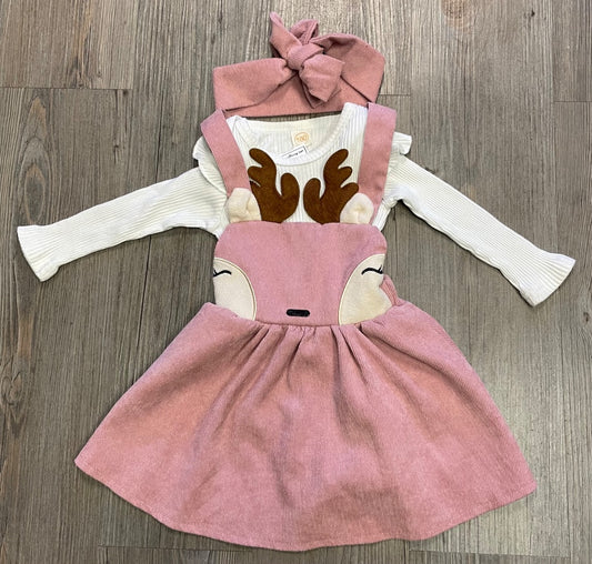 Dusty Rose  3PC Clothing Set, 2Y
