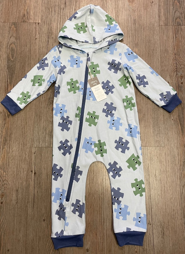 Grey Silkberry Baby Bamboo Hooded Fleece Lined Sleeper, 12-18M