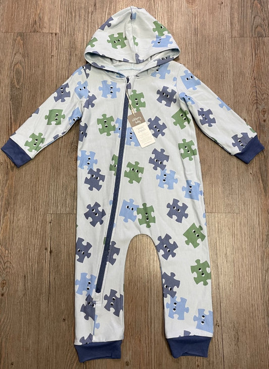 Grey Silkberry Baby Bamboo Hooded Fleece Lined Sleeper, 12-18M