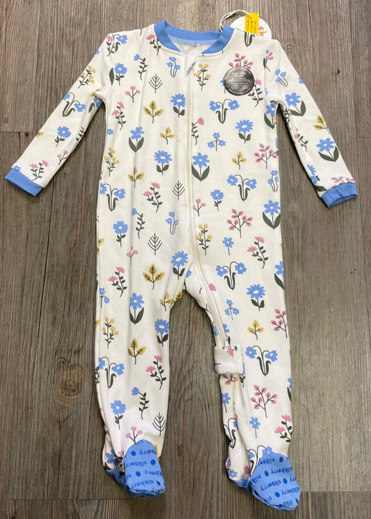 White Floral Silkberry Baby Bamboo Fleece Lined Footed Sleeper, 6-12M