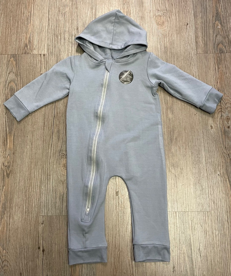 Blue Silkberry Bamboo Hooded Fleece Lined Sleeper, 12-18M