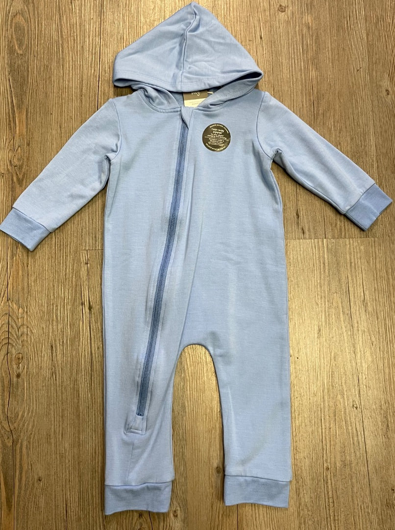 Blue Silkberry Baby Bamboo Hooded Fleece Lined Sleeper, 12-18M