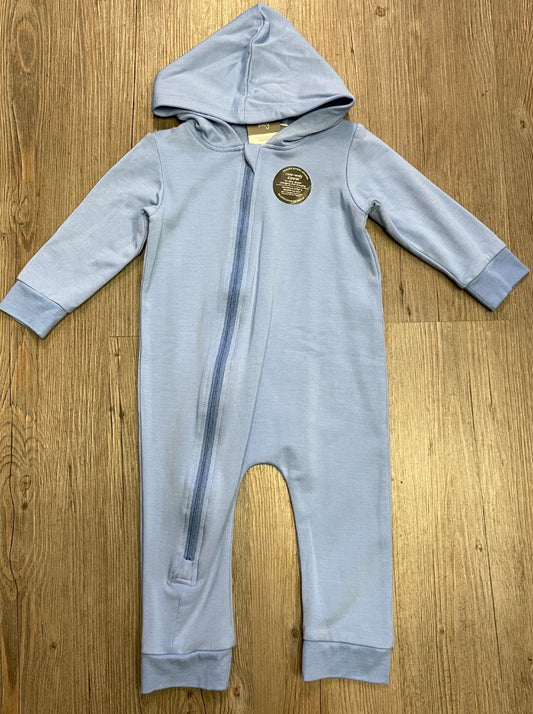 Blue Silkberry Baby Bamboo Hooded Fleece Lined Sleeper, 12-18M