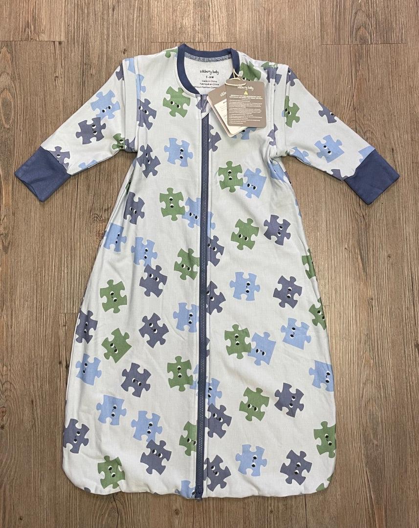 Blue Puzzle Pieces Silkberry Bamboo Fleece Sleep Sack, 3-9M