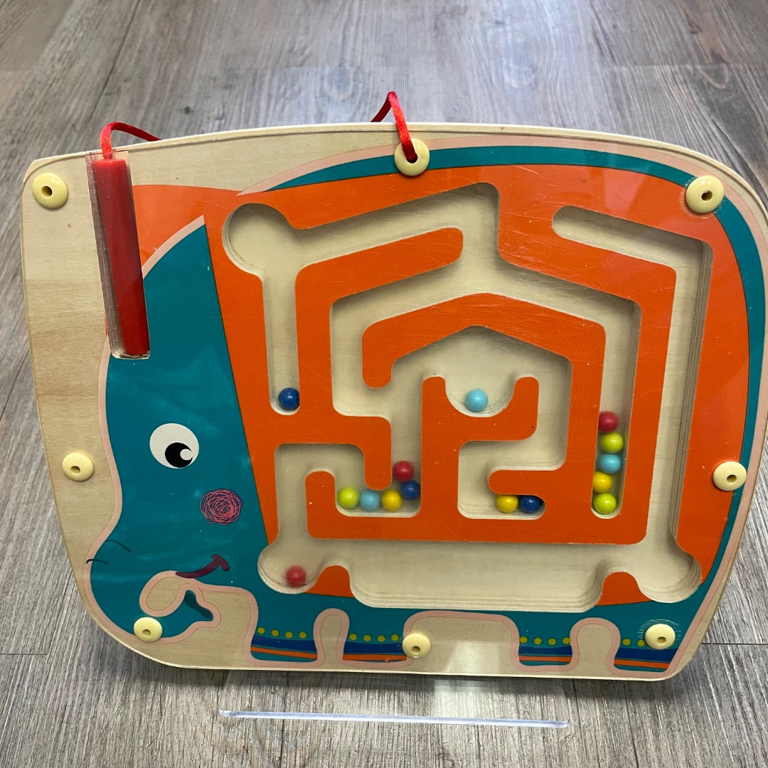 Orange Blue  Wooden Magnetic Maze, Pre-owned