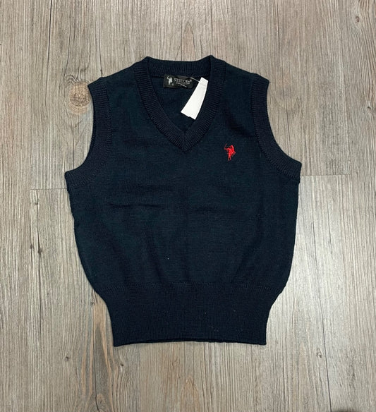 Navy Steccel V Neck Knit vest, 4-5Y