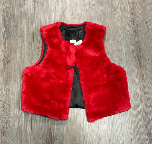 Red Guess Faux Fur Vest, 13-14Y
