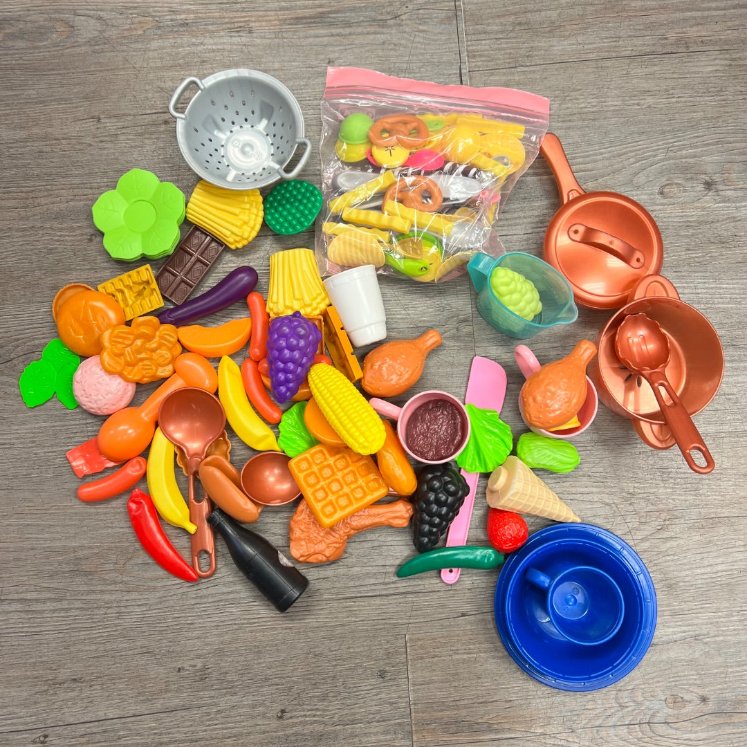 Multi Colour  Play Food, Pots and Pans, Large assortment