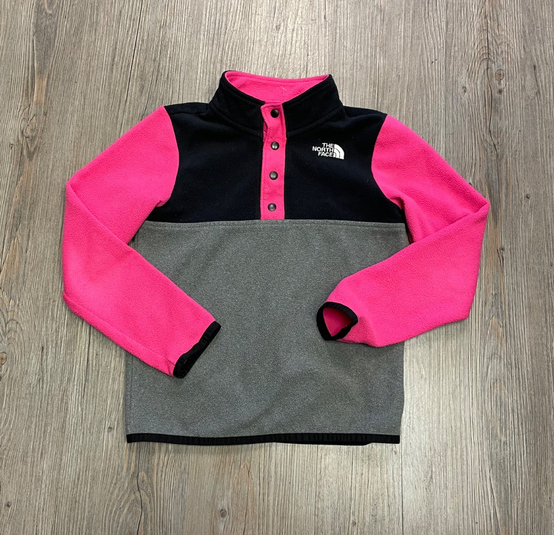 Pink,Grey Black Northface Fleece Sweater, 6Y