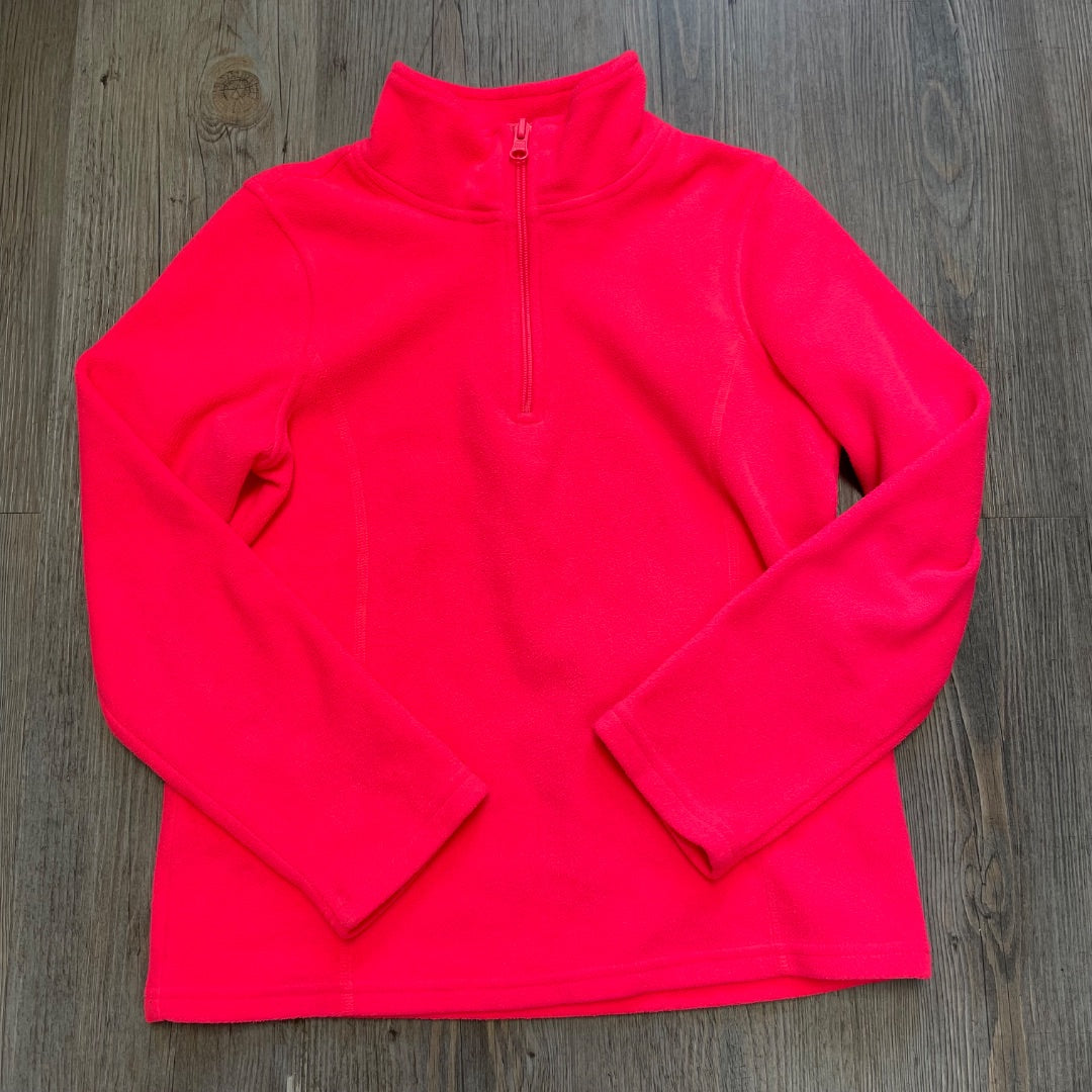 Neon Pink  Fleece 3/4 Zip Sweater, 8Y