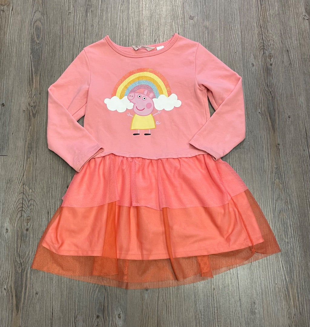 Coral H&M Peppa Pig L/S dress, 5-6Y