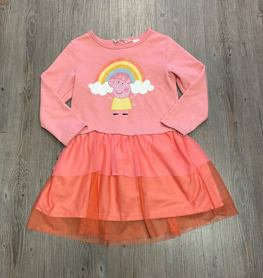 Coral H&M Peppa Pig L/S dress, 5-6Y