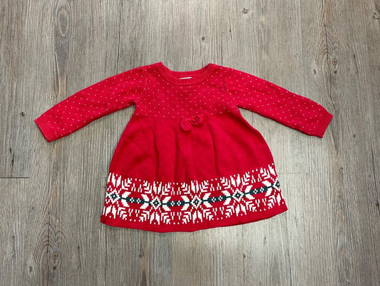 Red Hanna Anderson Knit L/S Dress, 3-6M