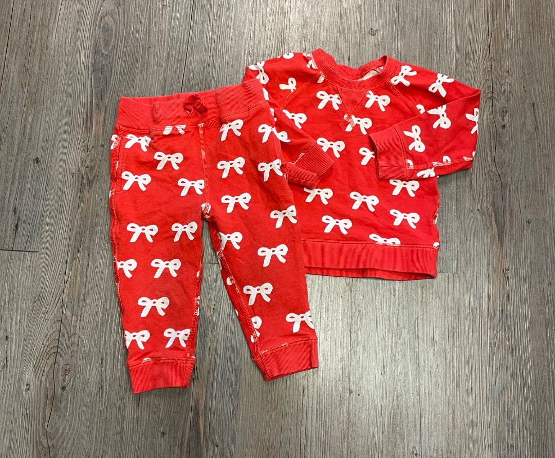 Red Hanna Anderson 2PC Sweat Set, 2Y