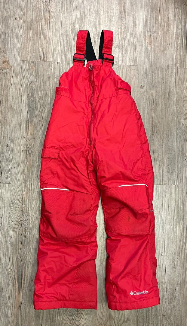 Red Columbia Bib Snow Pants, 6-7Y
