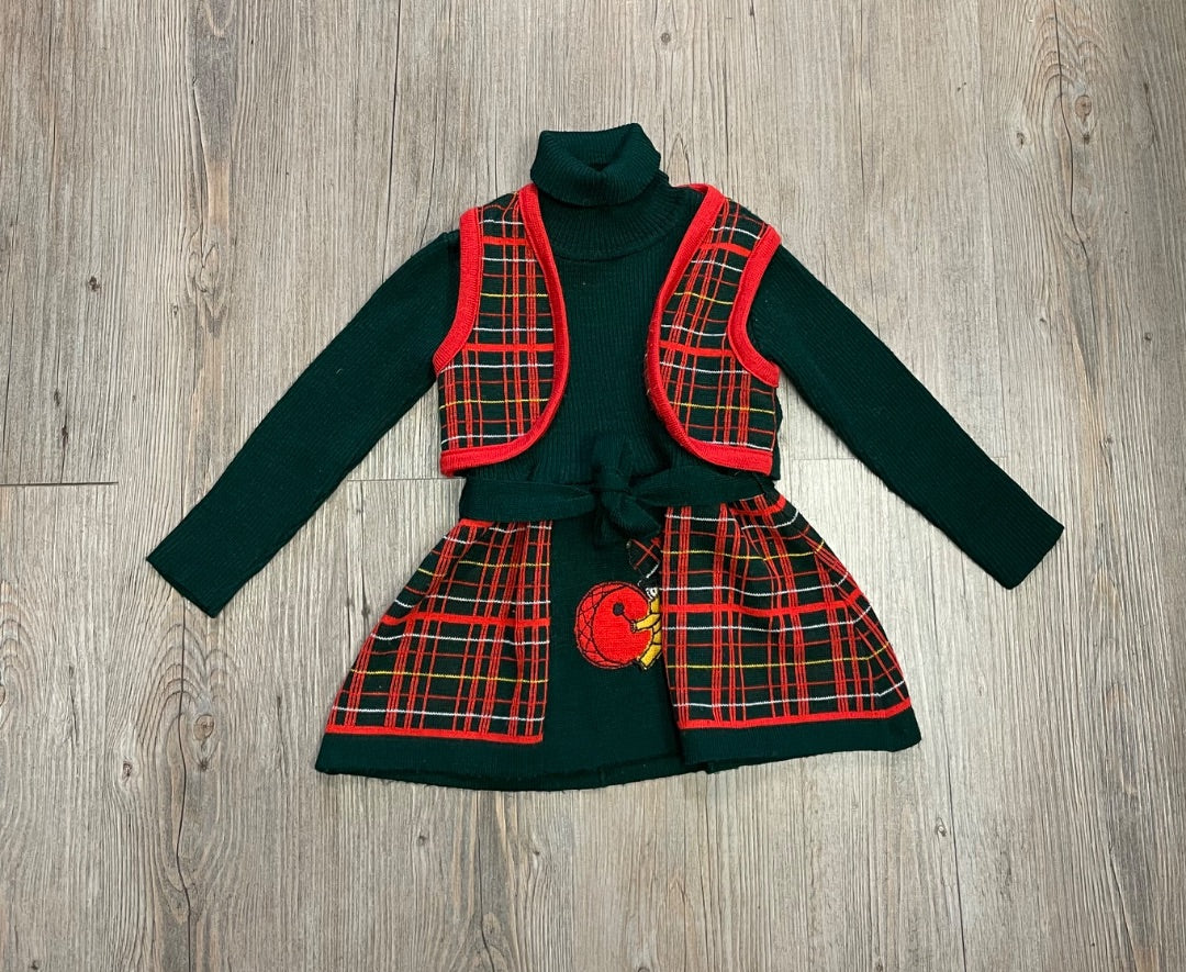 Green,Red Glynne Percy Knit L/S Dress, 2Y