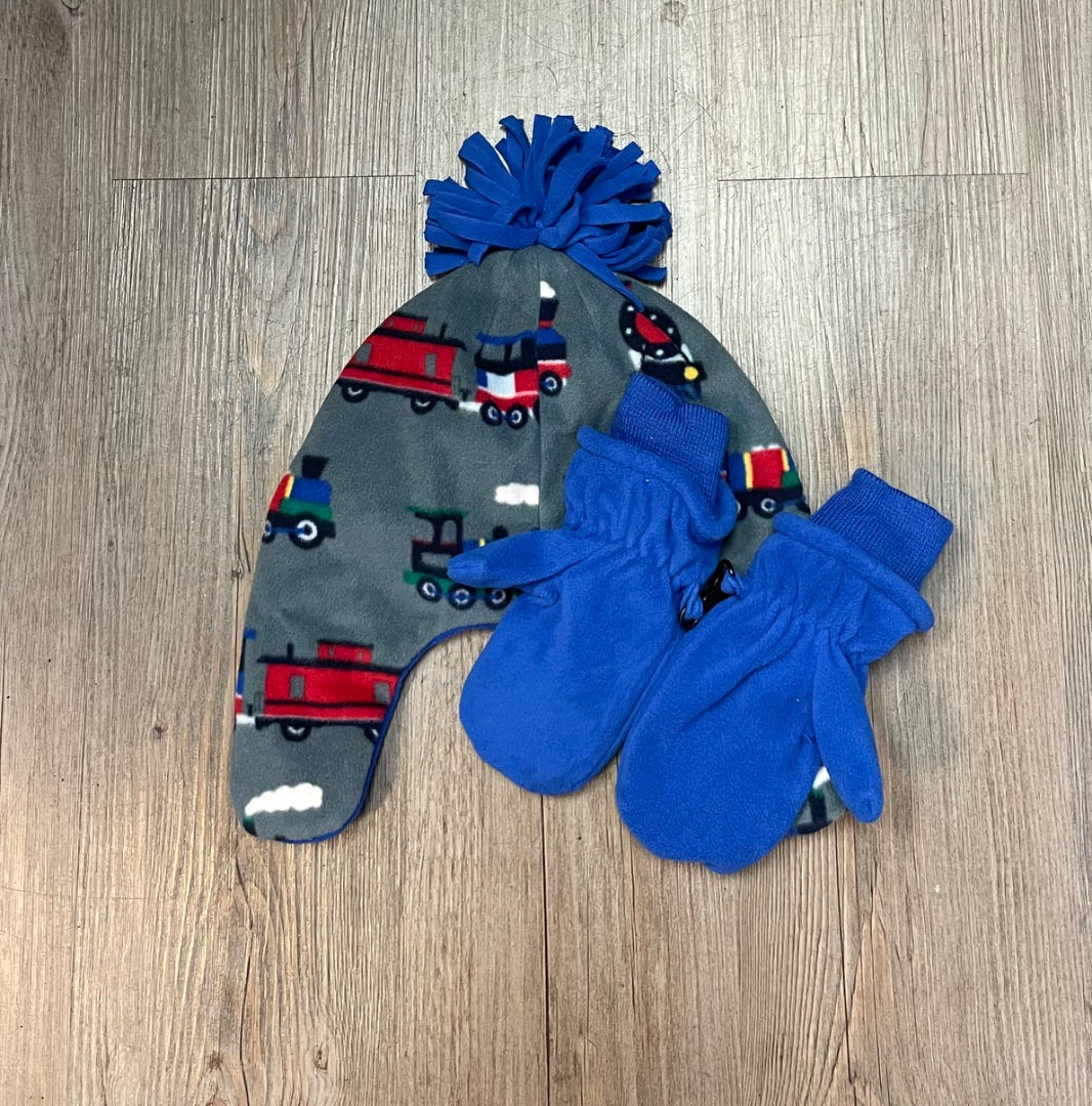 Blue Childrens Place Fleece Hat & Mitts, 4-5Y