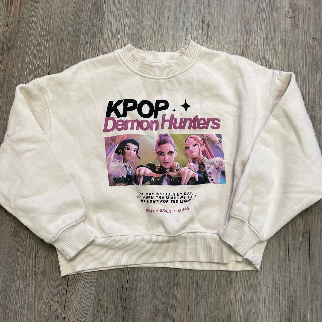Beige Kpop Demon Hunters Zara Sweatshirt, 8-9Y