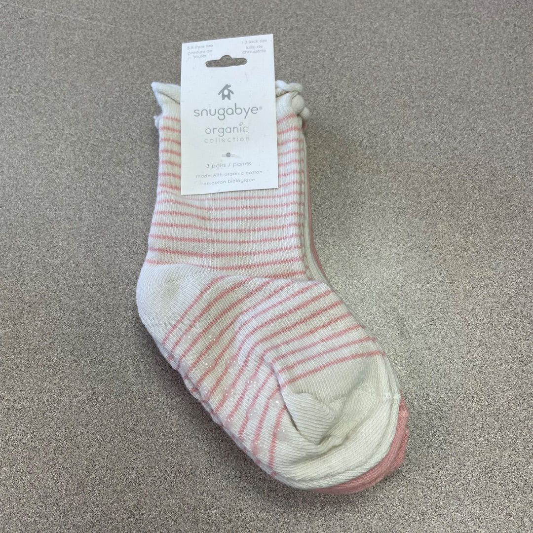 Misty Rose Snugabye Organic Collection 3 pcs Sock Set, 1-3 Years