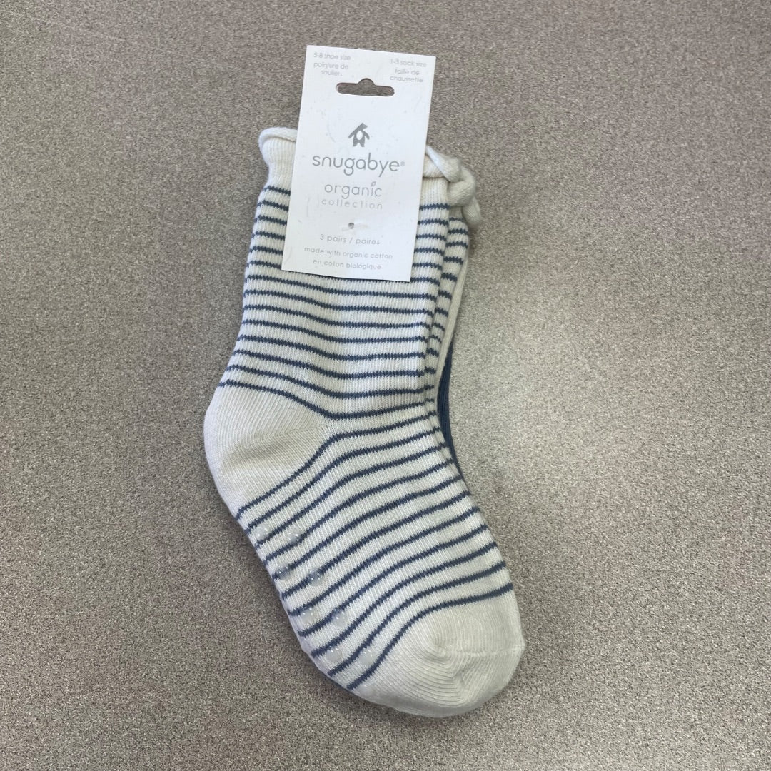 Folkstone Grey Snugabye Organic Collection 3 pcs Sock Set, 1-3 Years