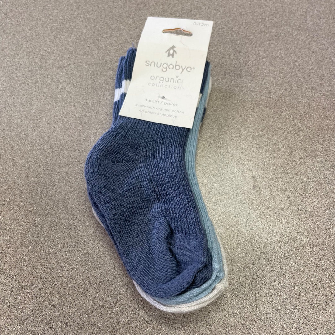 Folkstone Grey Snugabye Organic Collection 3 pcs Socks Set, 0-12M