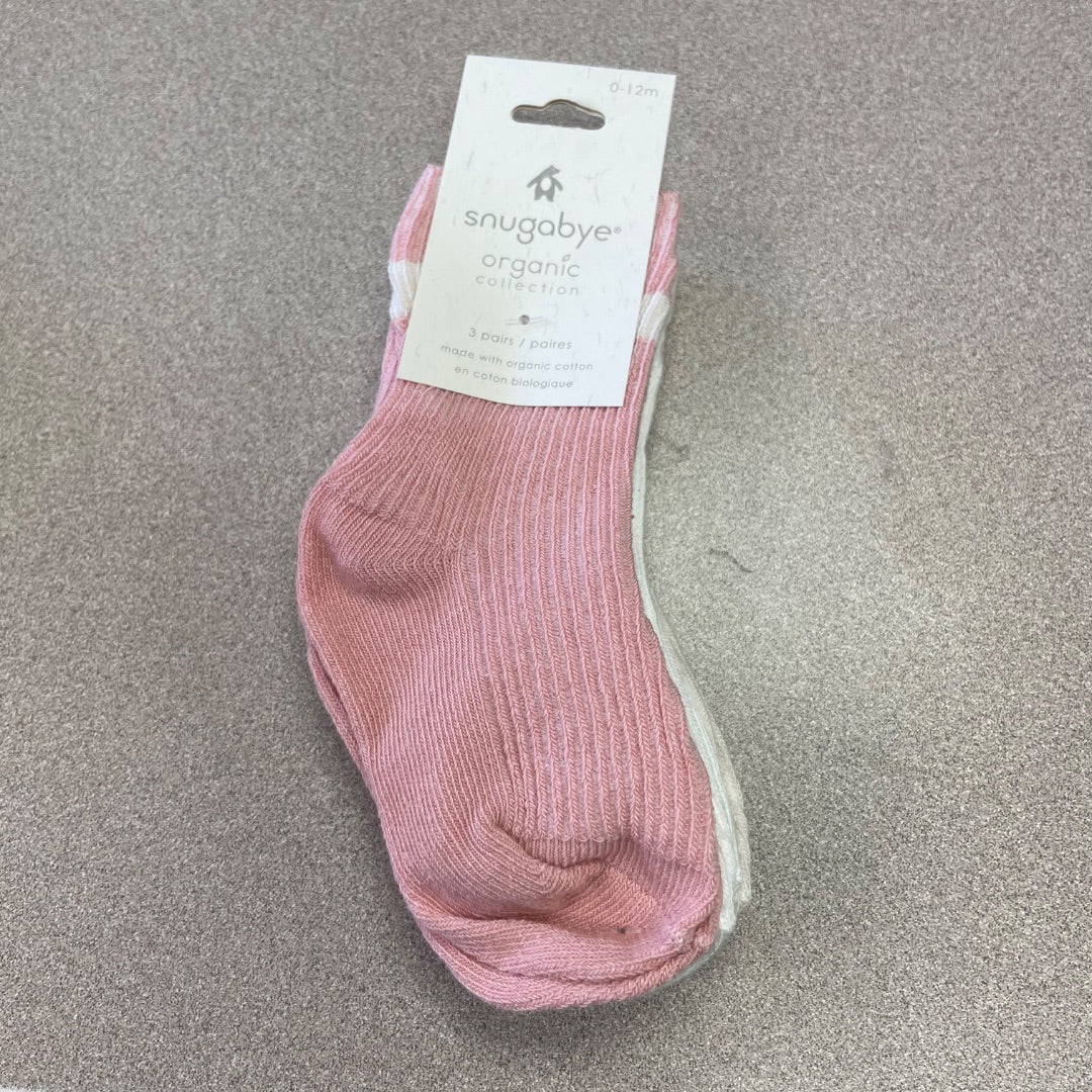 Misty Rose Snugabye Organic Collection 3 pcs Socks Set, 0-12M