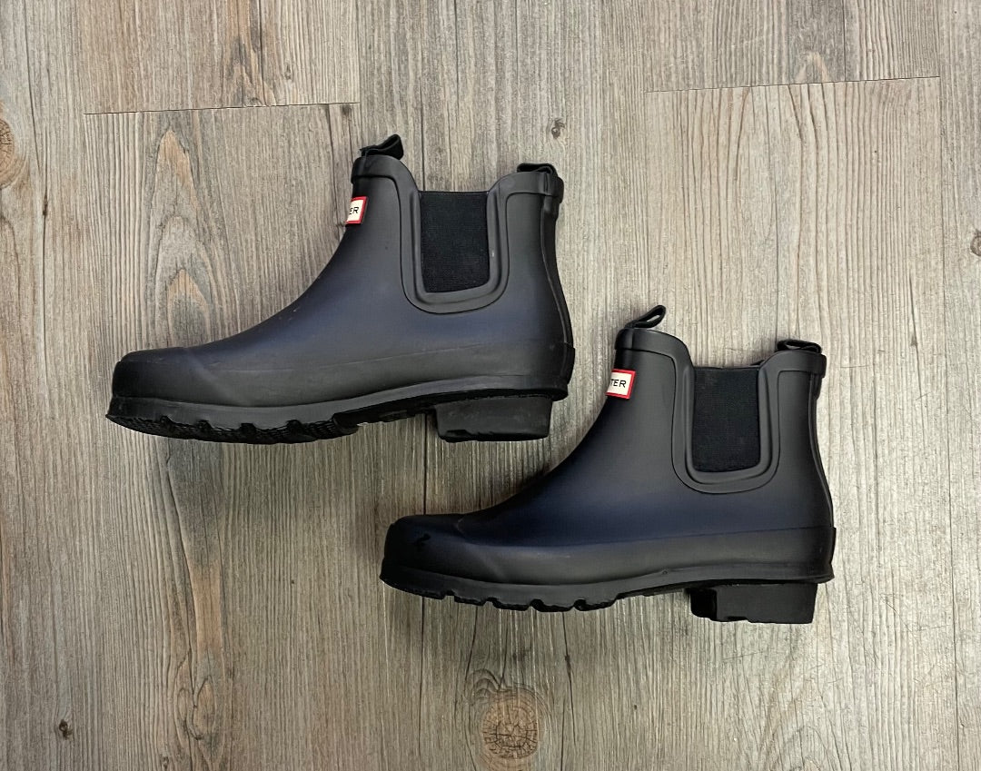 Black Hunter Chelsea Rain Boots, 1Y