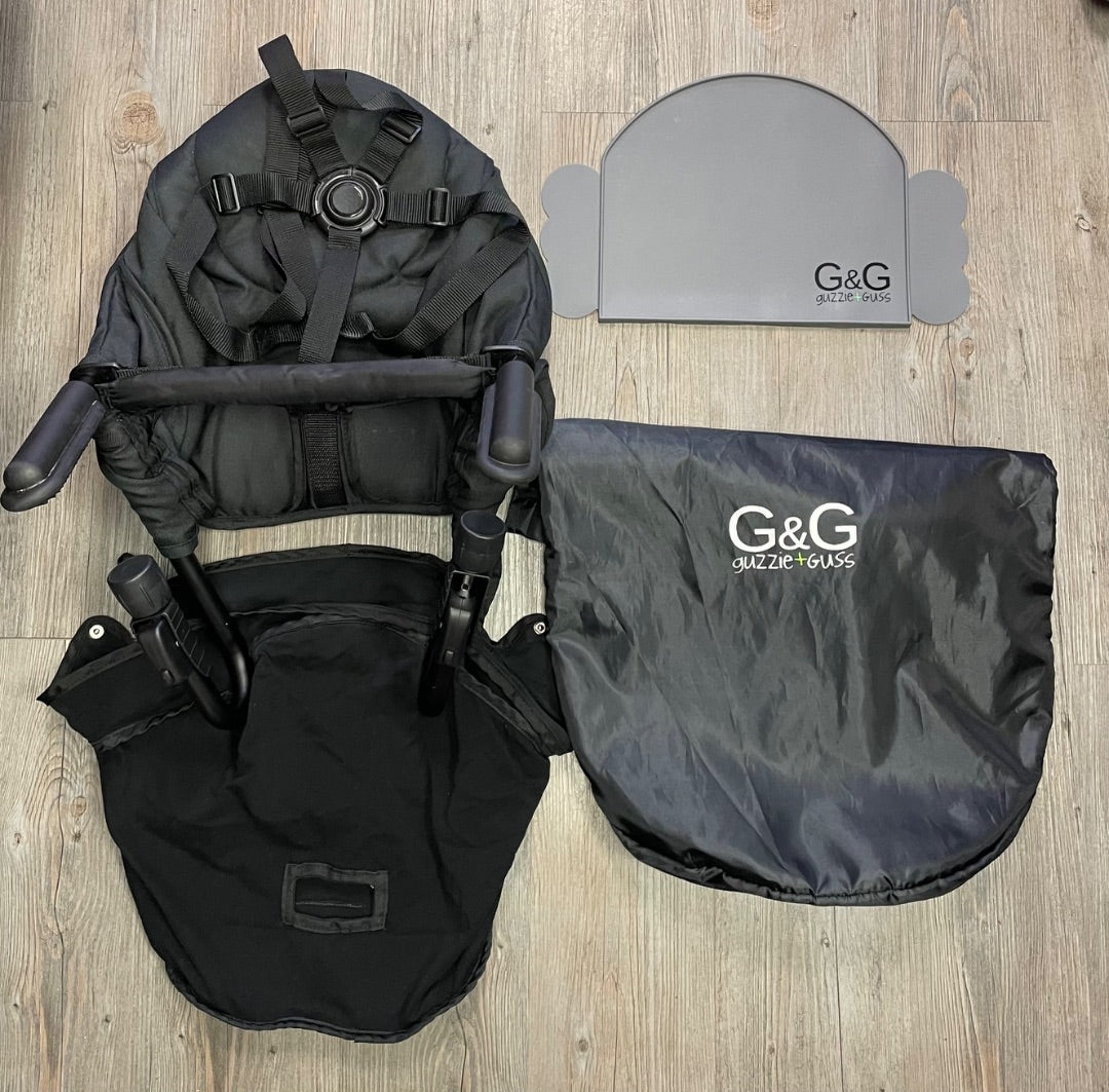 Black Guzzie + Guss Portable Perch Hanging Highchair + Placemat