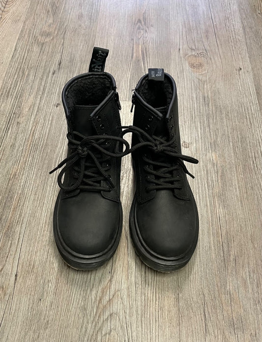 Black Dr. Martens Faux Fur Lined Boots, 1Y