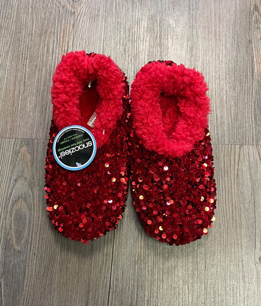 Red Snoozies Indoor Sequins Slippers, 7-8Y Shoe Size