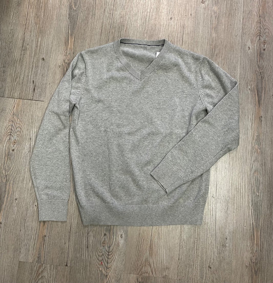 Grey  V Neck LS Sweater, 12-13Y