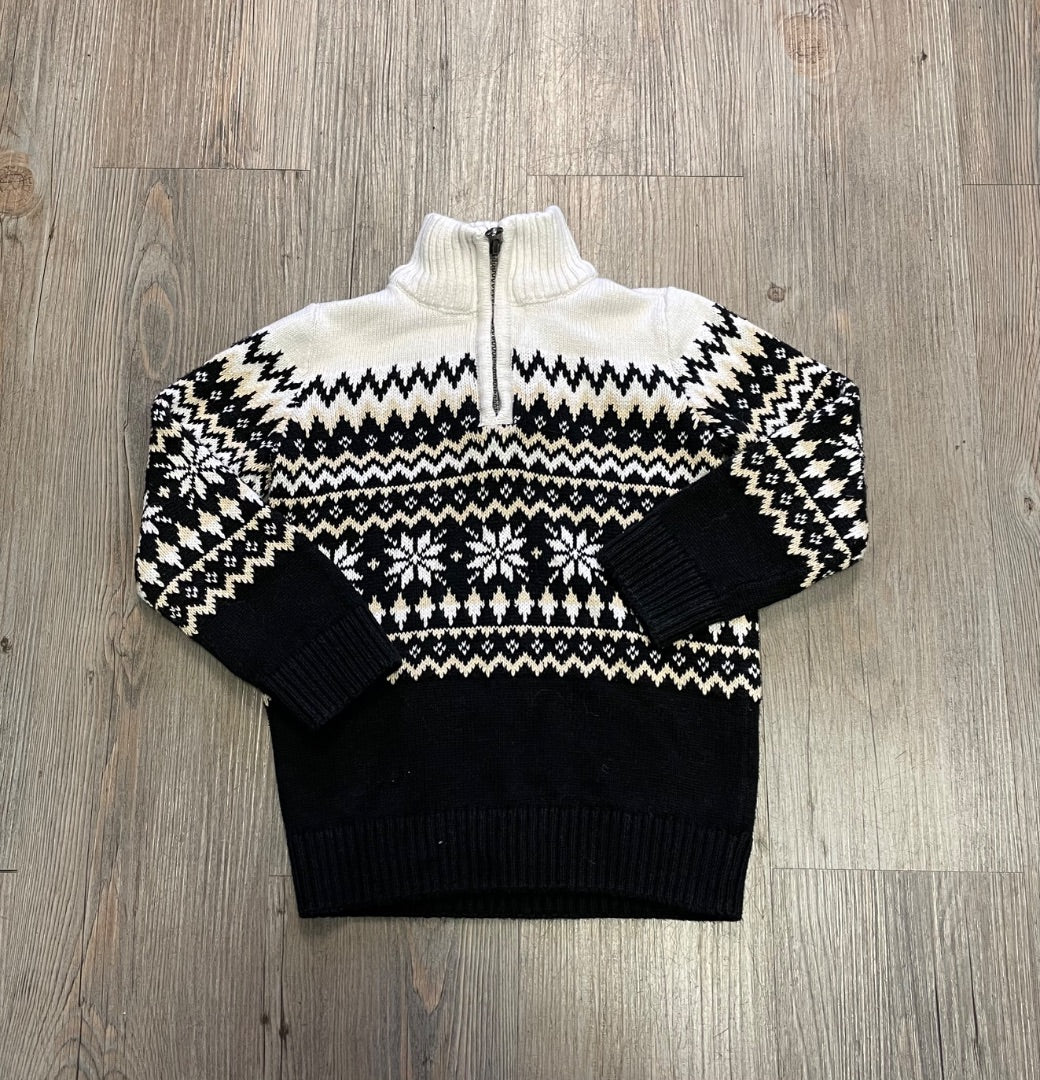 Black, White Beige Childrens Place Knit Sweater, 3Y