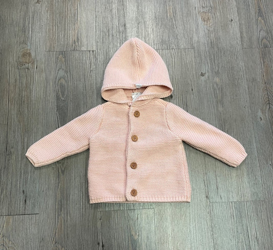Pink Snugabye Knit Hooded Cardigan, 9-12M