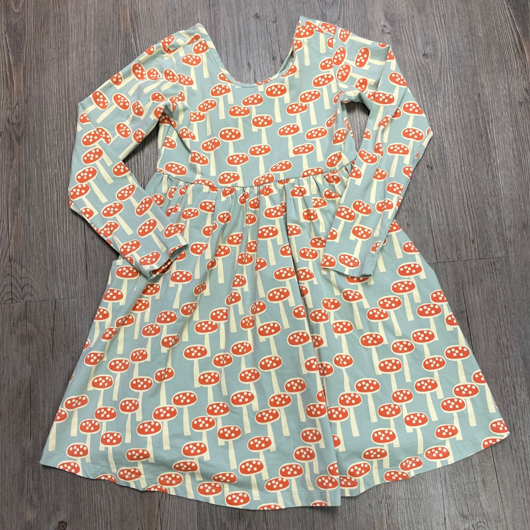 Mushroom Pattern Hanna Anderson Long Sleeve Dress, 6-7Y