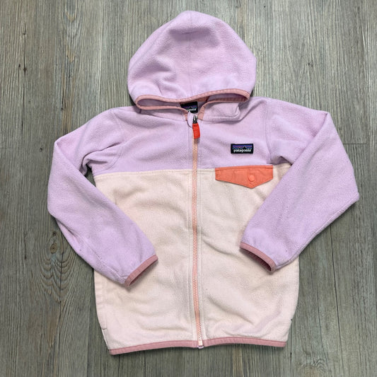 Pink Peach Patagonia Zip Hooded Fleece Jacket, 5Y