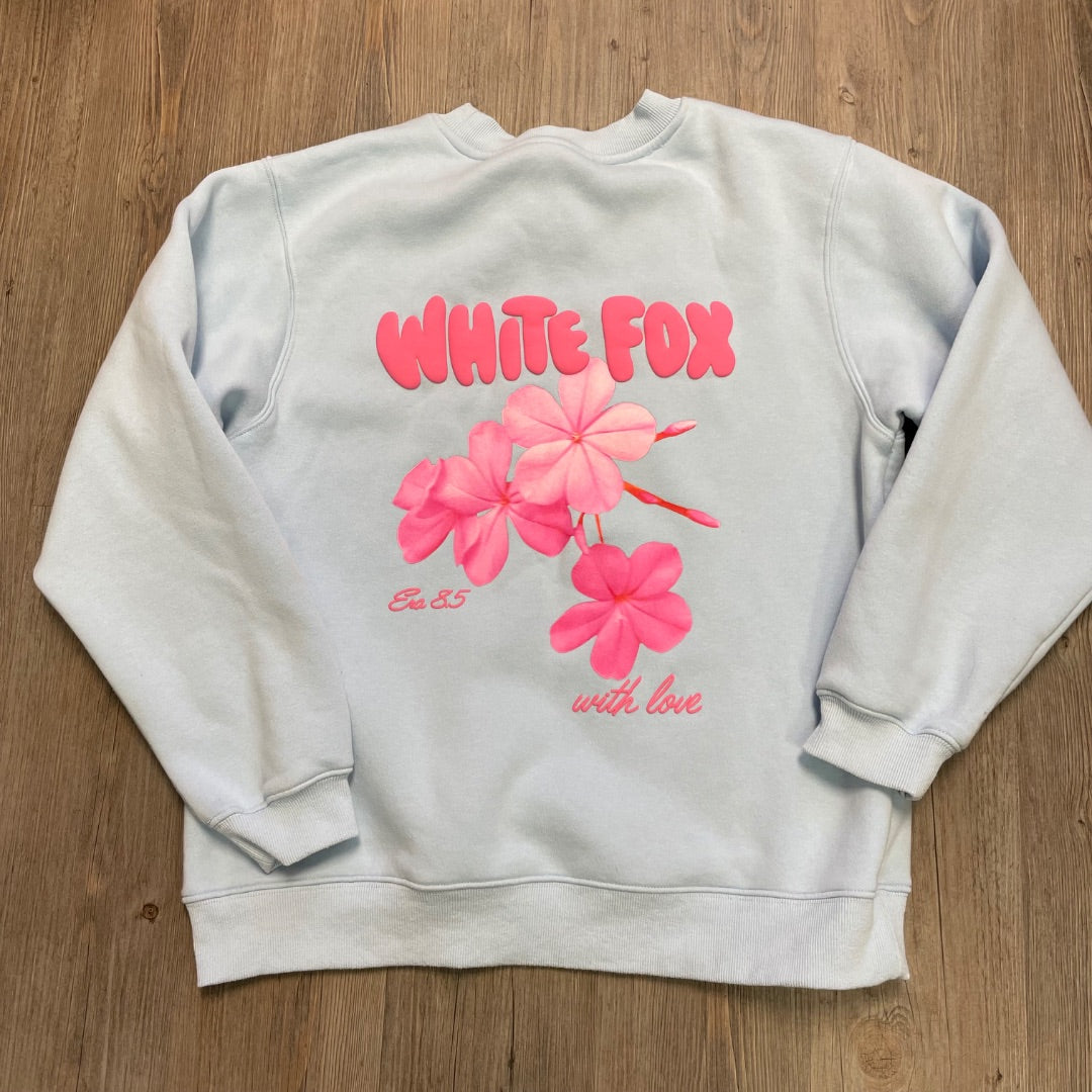 Light BlueSmall White Fox Sweatshirt, Small
