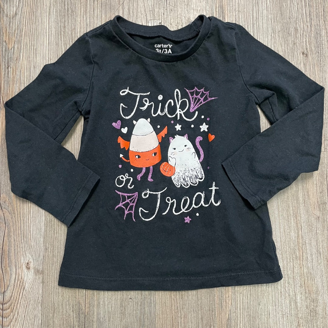 Black Carters Long Sleeve Halloween Top, 3Y