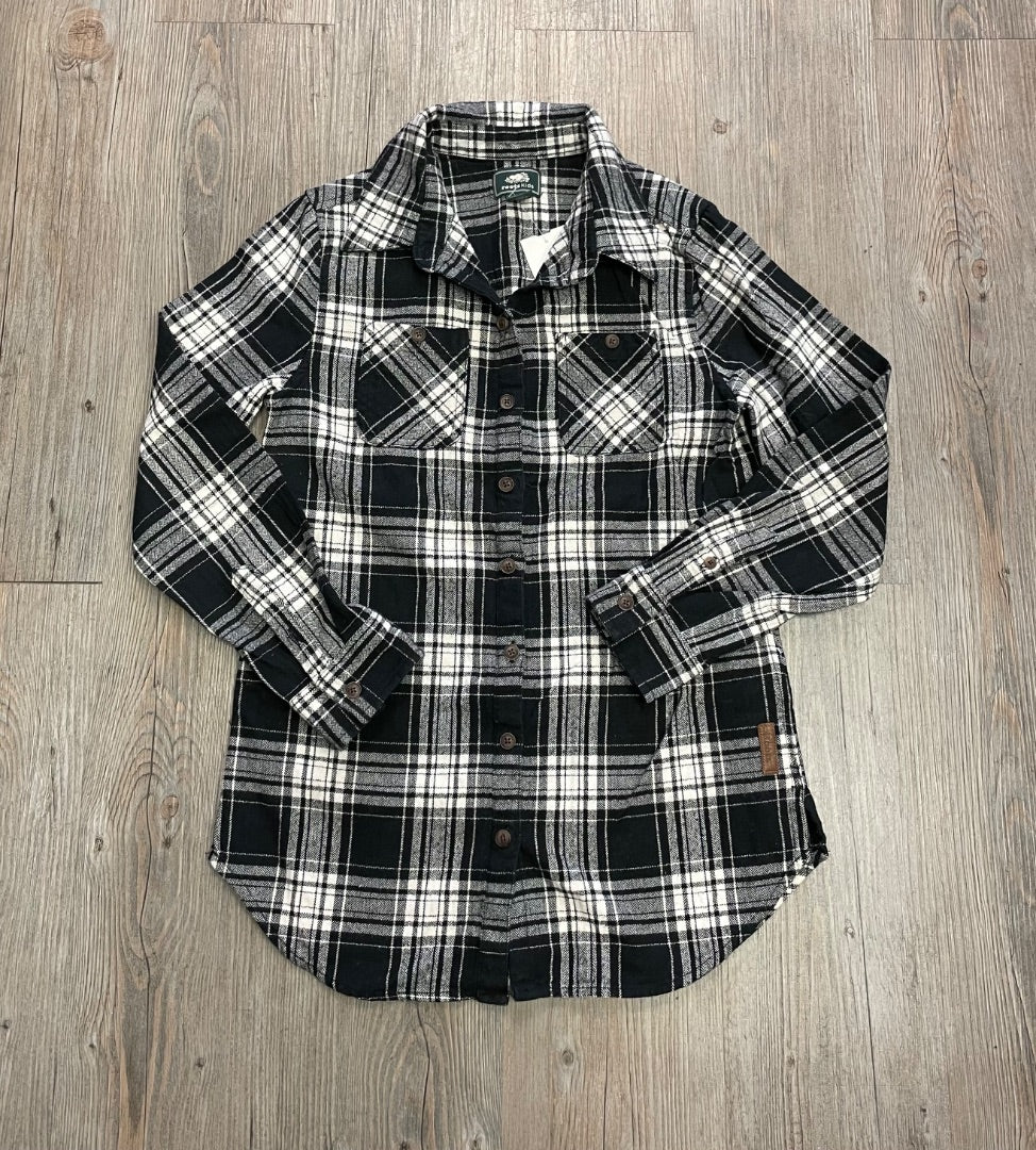 Black ,White Roots Flannel Shirt LS, 9-10Y