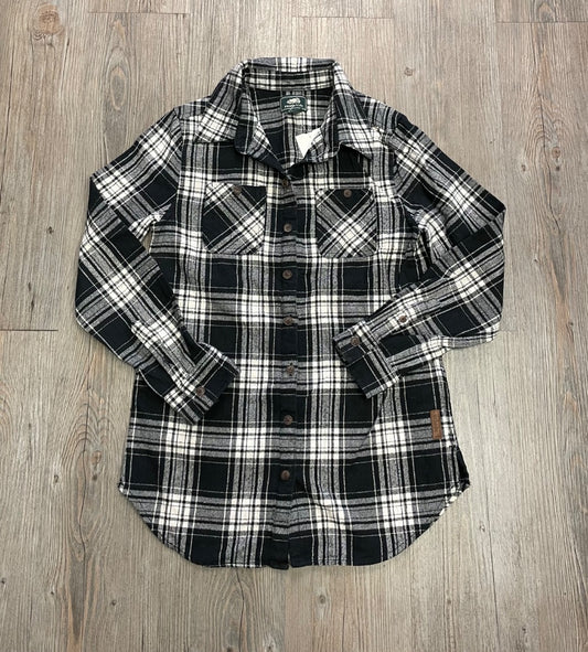 Black ,White Roots Flannel Shirt LS, 9-10Y