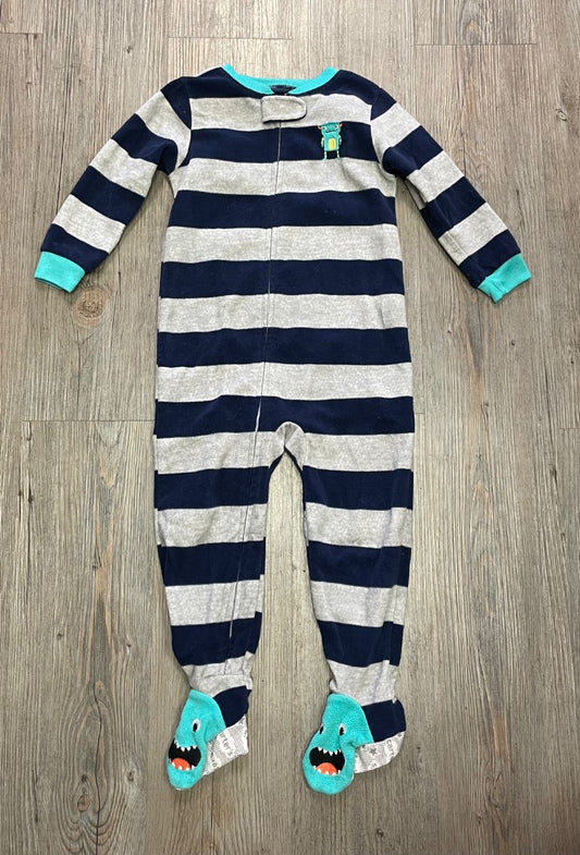 Stripe Carters Fleece Pj Onesie, 24M