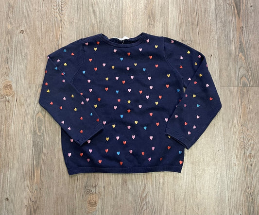 Navy Hearts H&M LS Knit Pull Over, 7-8Y