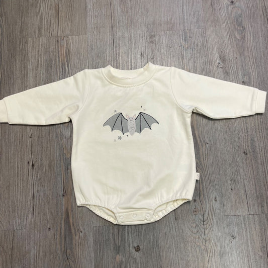 Ivory Quincy Mae Crewneck Bubble Romper,Baby Bat, 3-6M