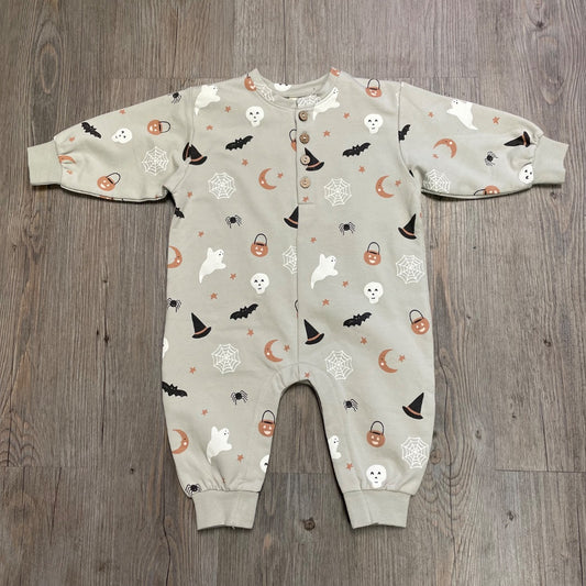 Pewter,  Quincy Mae Relaxed Fleece Jumpsuit, Halloween Things 3-6M