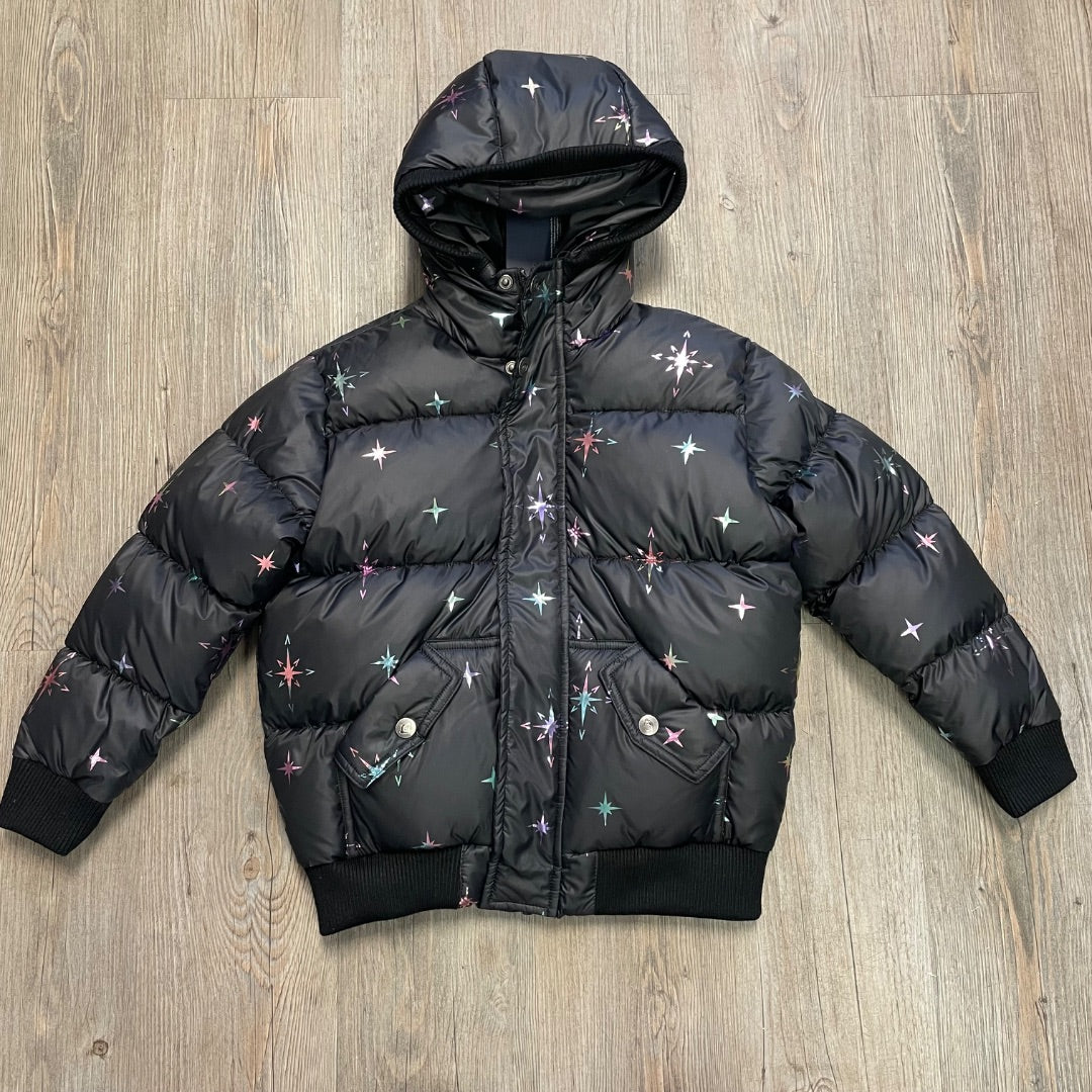 Black Appaman Starburst Puffy Coat, 6Y
