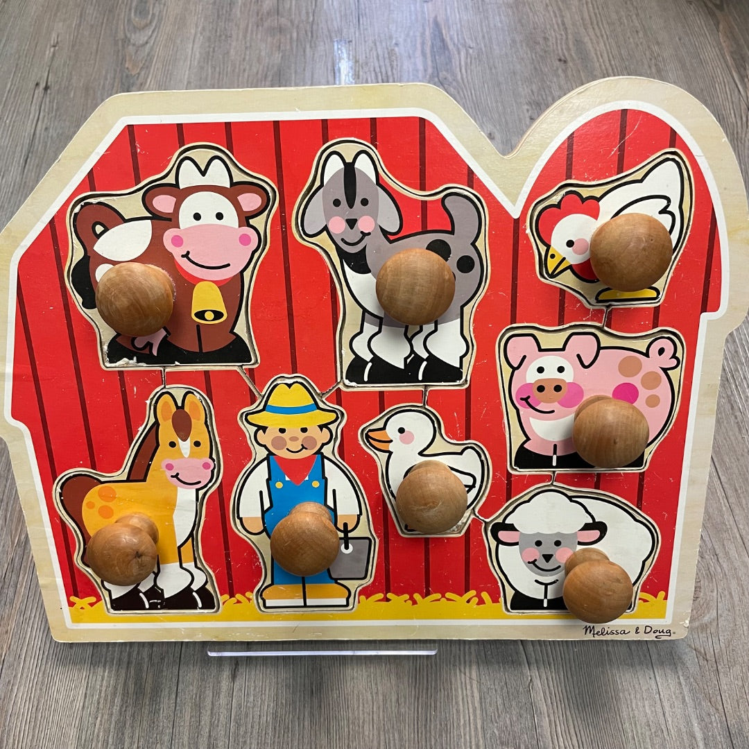 Multi Colour M&D Large Peg Wooden Puzzle, Pre-owned