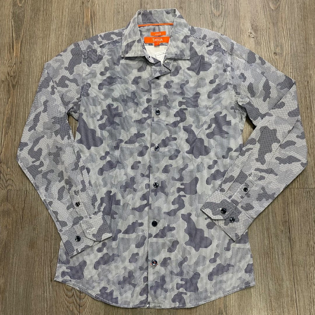 Camo Blue Tallia Long Sleeve Shirt, 14Y