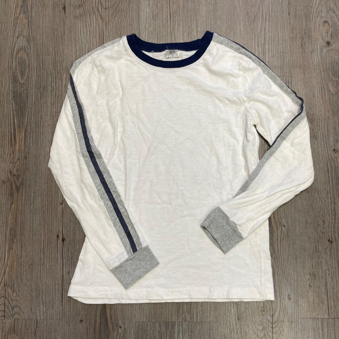 White GreyBlue Stripe Crewcuts Long Sleeve Tee, 8Y