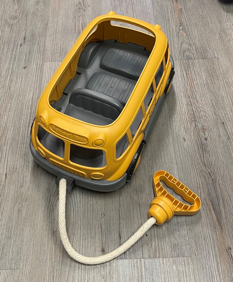 Yellow Green Toys Pull Along School Bus, Large