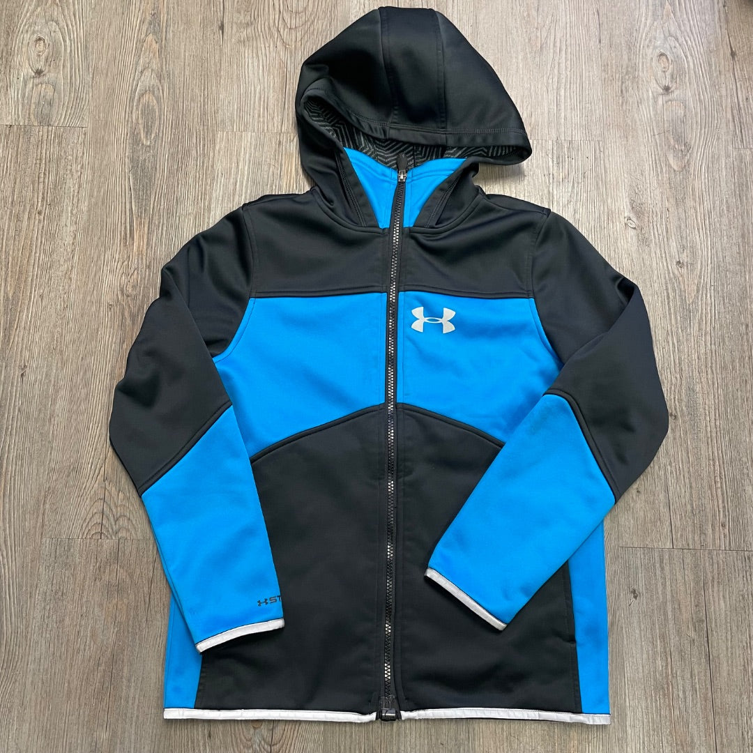 Blue Black Under Armour Fleecelined Hooded Zip Jacket, 10-12Y